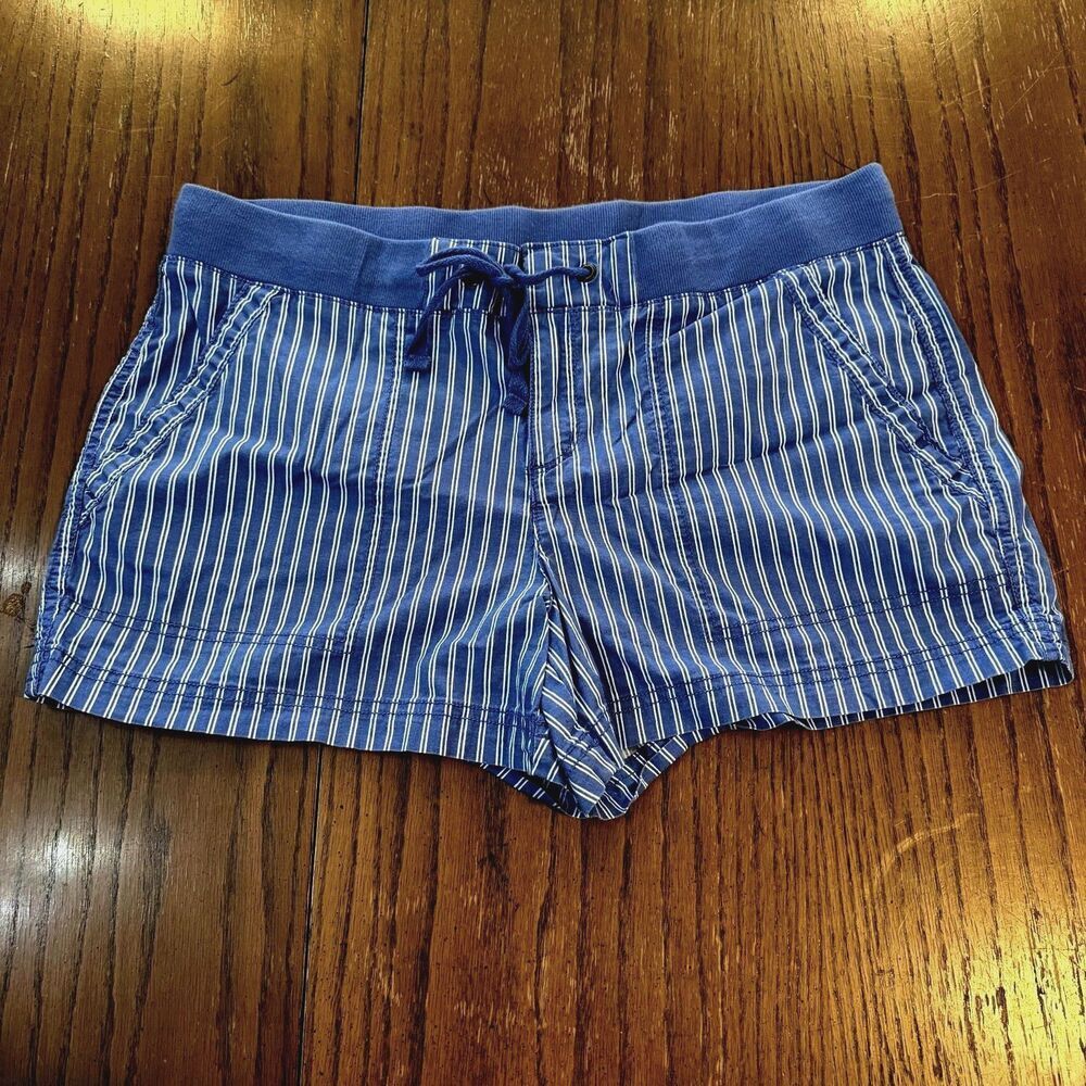 Coastal Preppy Retro ANA A New Approach Blue Striped Shorts Drawstring Waist 10